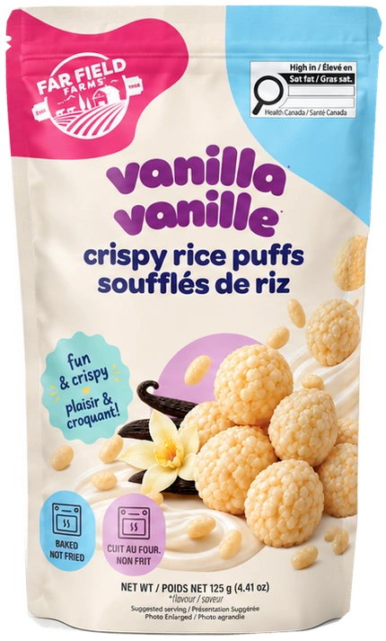 Far Field Farms Vanilla crispy rice puffs, 125g, coming soon